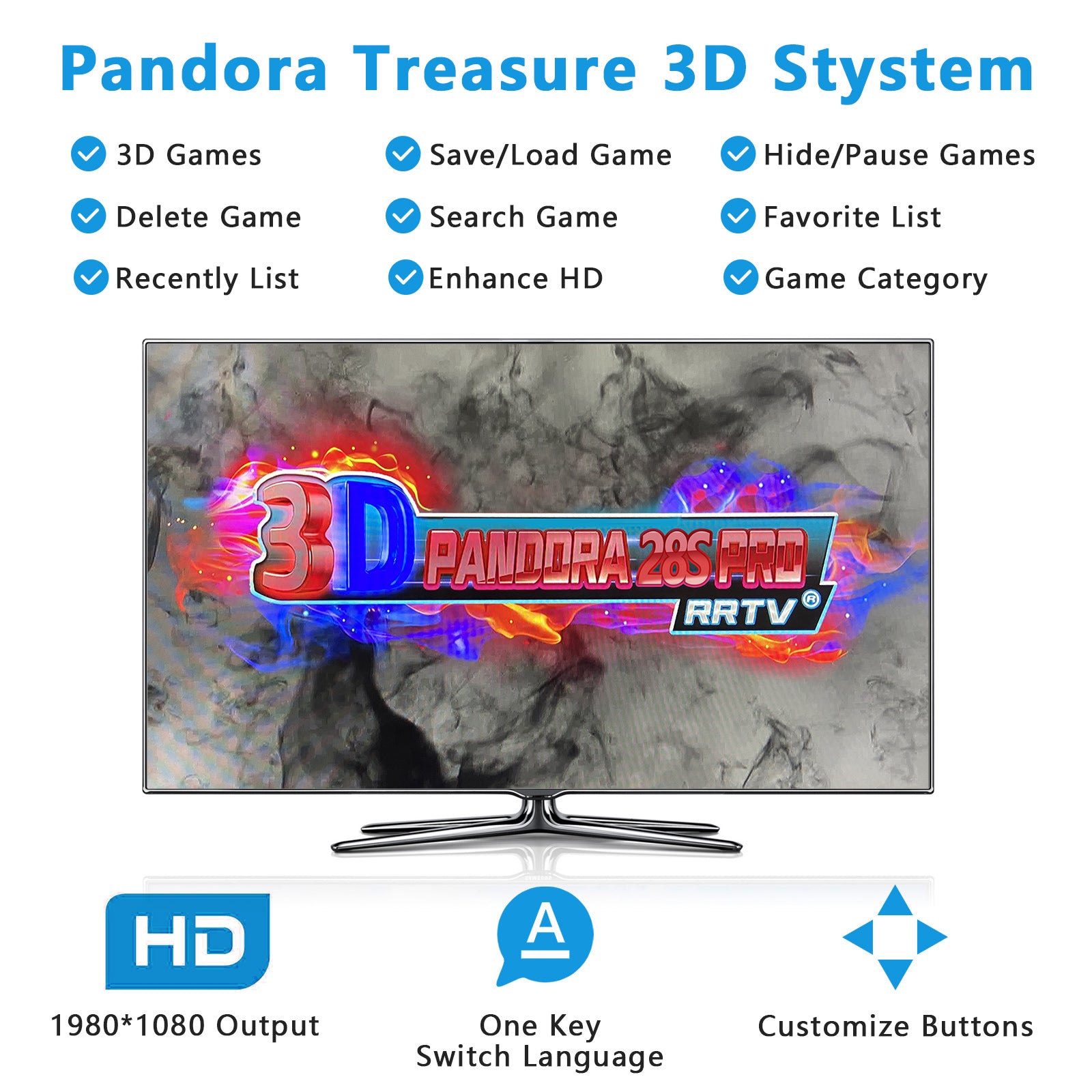  【20000 Games in 1】 Download Function 3D Pandora's Box, 3D  Arcade Game Console Support Download Add Extra Game, 3D Game, 1280x720 Full  HD, Search/ Save/Pause Game, 4 Players Online Game 